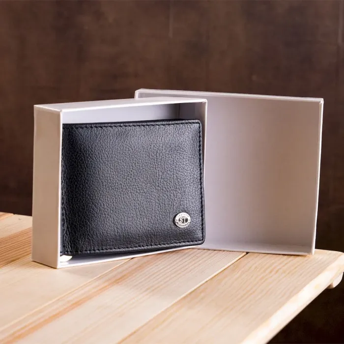 Затискач із монетницею на блискавці ST Leather 18948 Чорний