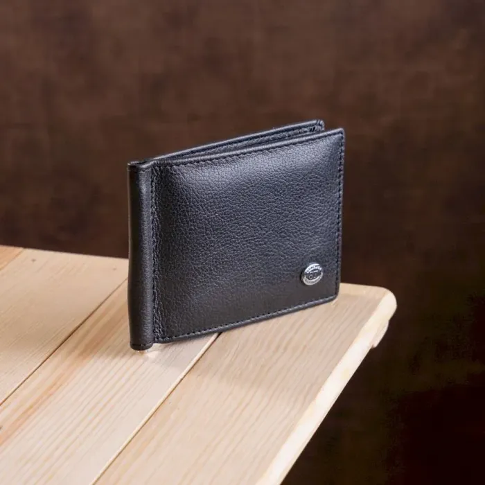 Затискач із монетницею на блискавці ST Leather 18948 Чорний