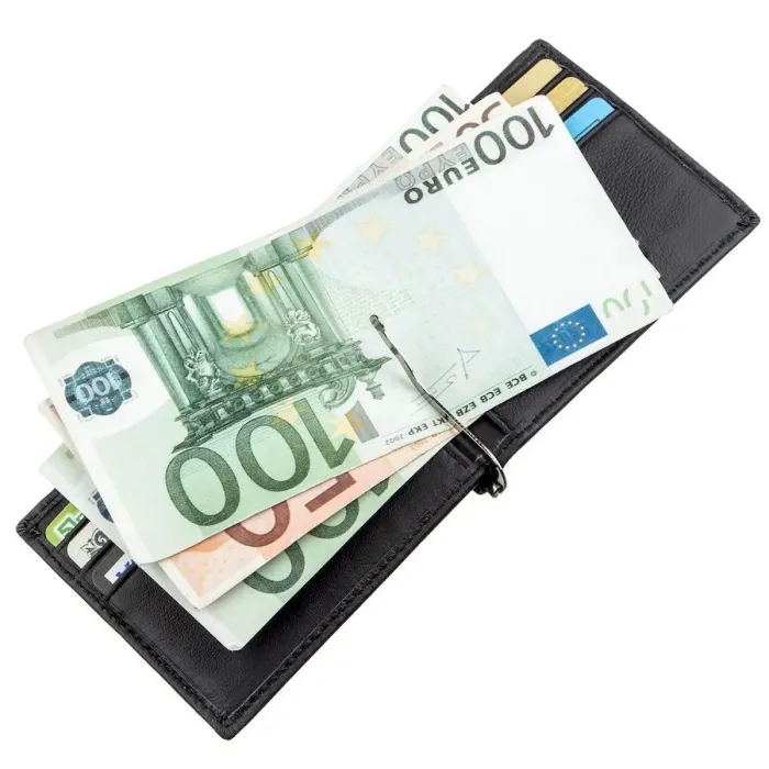 Затискач із монетницею на блискавці ST Leather 18948 Чорний