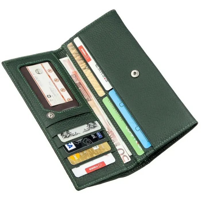 Класичний жіночий гаманець з візитницею ST Leather 18949 Зелений