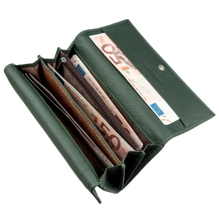 Класичний жіночий гаманець з візитницею ST Leather 18949 Зелений