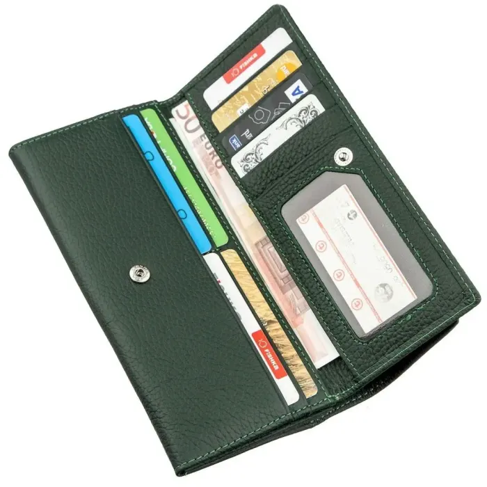 Класичний жіночий гаманець з візитницею ST Leather 18949 Зелений