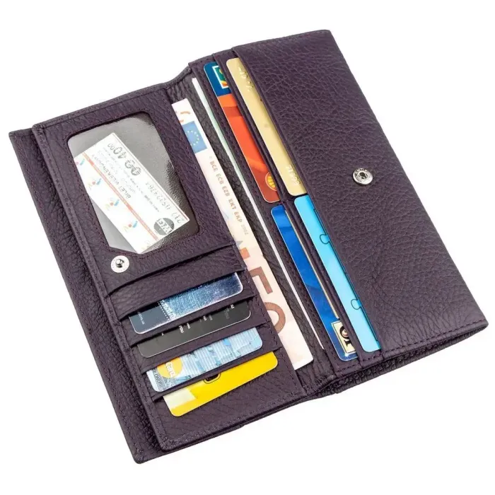 Жіночий гаманець з візитницею на кнопці ST Leather 18950 Фіолетовий