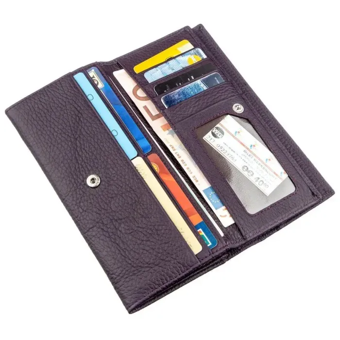 Жіночий гаманець з візитницею на кнопці ST Leather 18950 Фіолетовий