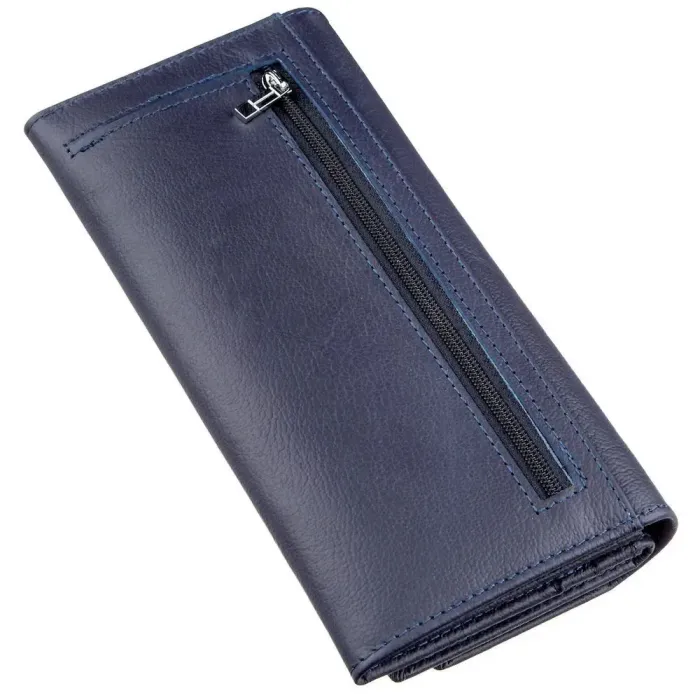 Практичний гаманець із візитницею на кнопці ST Leather 18955 Синій