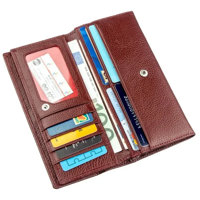 Жіночий гаманець із монетницею на блискавці ST Leather 18956 Темно-червоний