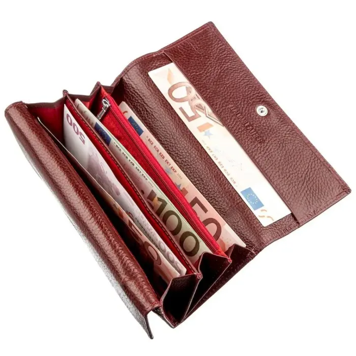Жіночий гаманець із монетницею на блискавці ST Leather 18956 Темно-червоний
