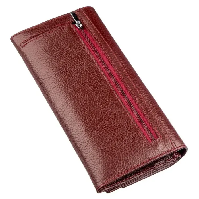 Жіночий гаманець із монетницею на блискавці ST Leather 18956 Темно-червоний