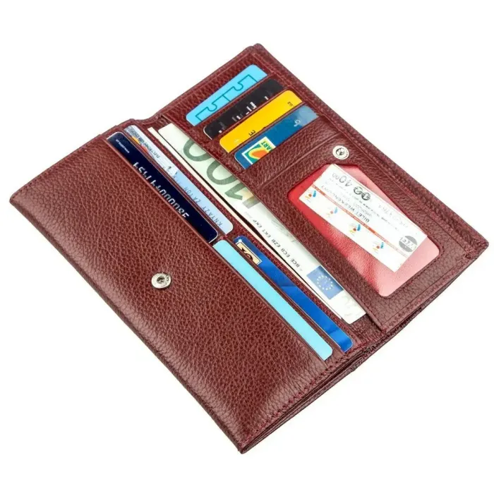 Жіночий гаманець із монетницею на блискавці ST Leather 18956 Темно-червоний