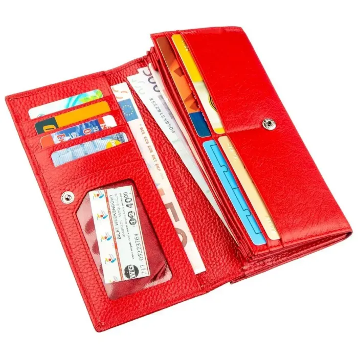 Жіночий гаманець із монетницею на клямці ST Leather 18957 Червоний