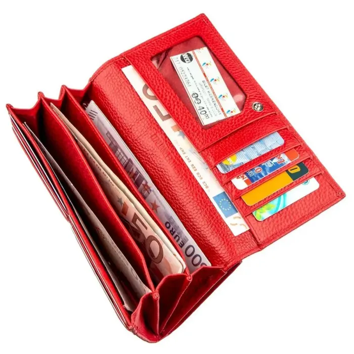 Жіночий гаманець із монетницею на клямці ST Leather 18957 Червоний