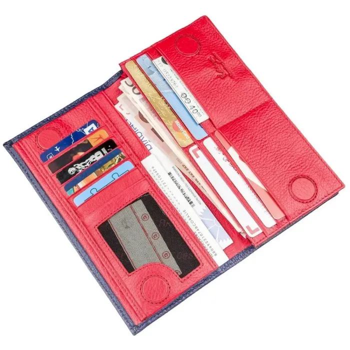 Гаманець у дві складення шкіряний KARYA 17405 Синій