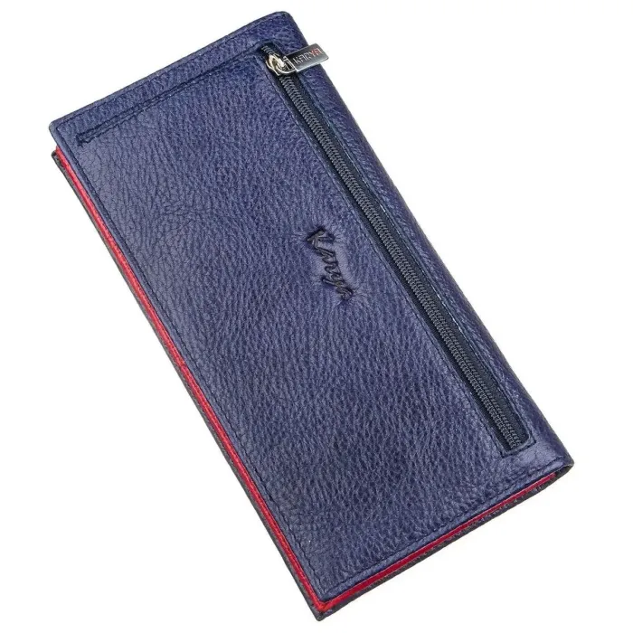 Гаманець у дві складення шкіряний KARYA 17405 Синій