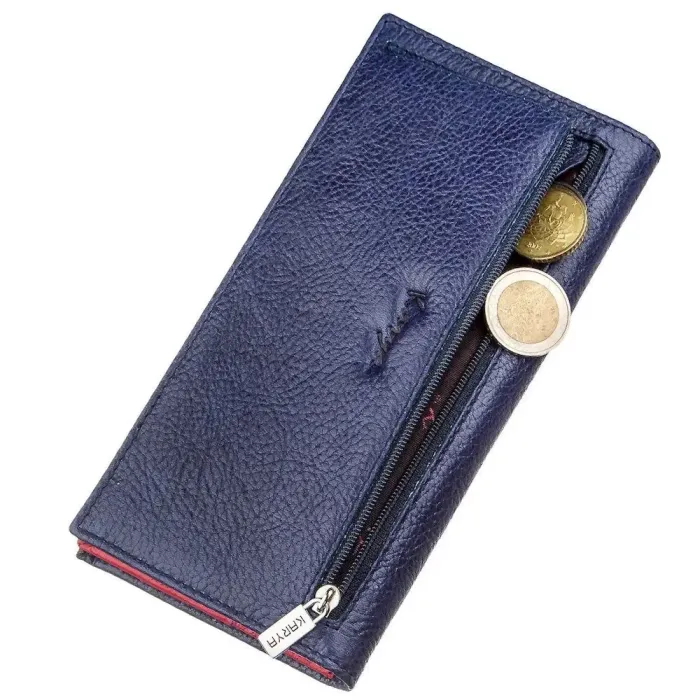 Гаманець у дві складення шкіряний KARYA 17405 Синій