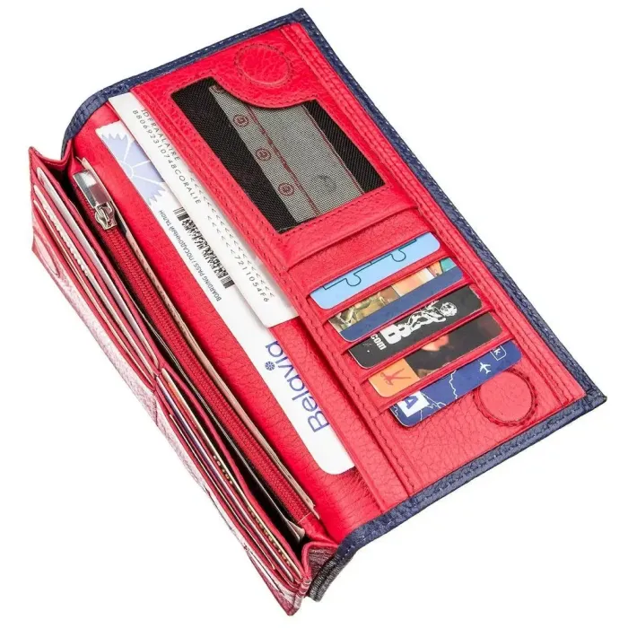 Гаманець у дві складення шкіряний KARYA 17405 Синій