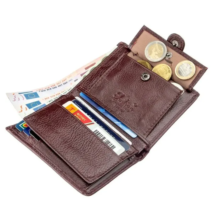 Кошелек вертикальный мужской кожаный TAILIAN 19001 Коричневый