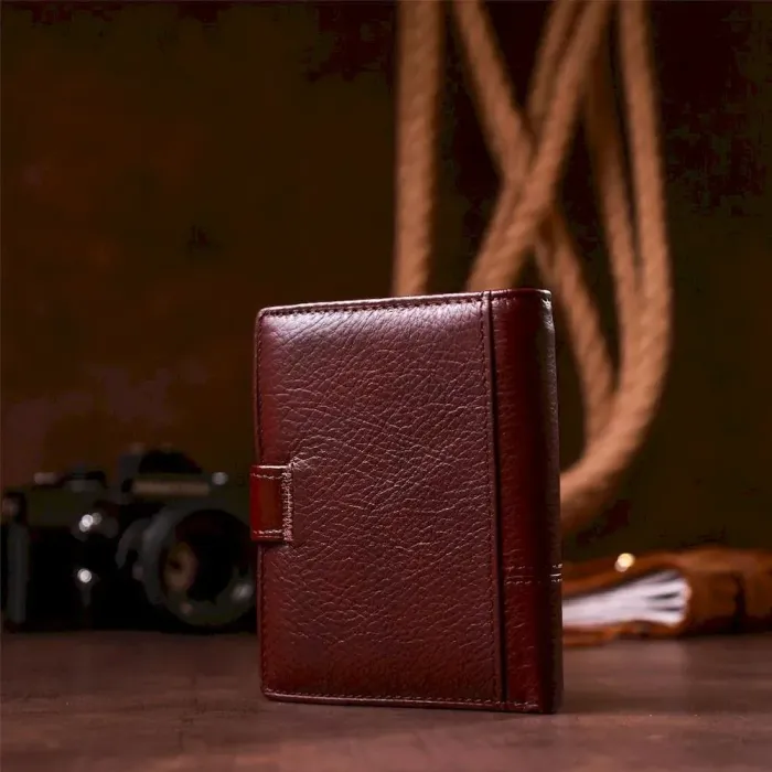 Кошелек вертикальный мужской кожаный TAILIAN 19001 Коричневый