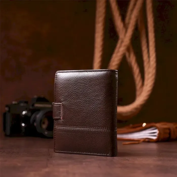 Кошелек вертикальный мужской кожаный TAILIAN 19002 Темно-коричневый