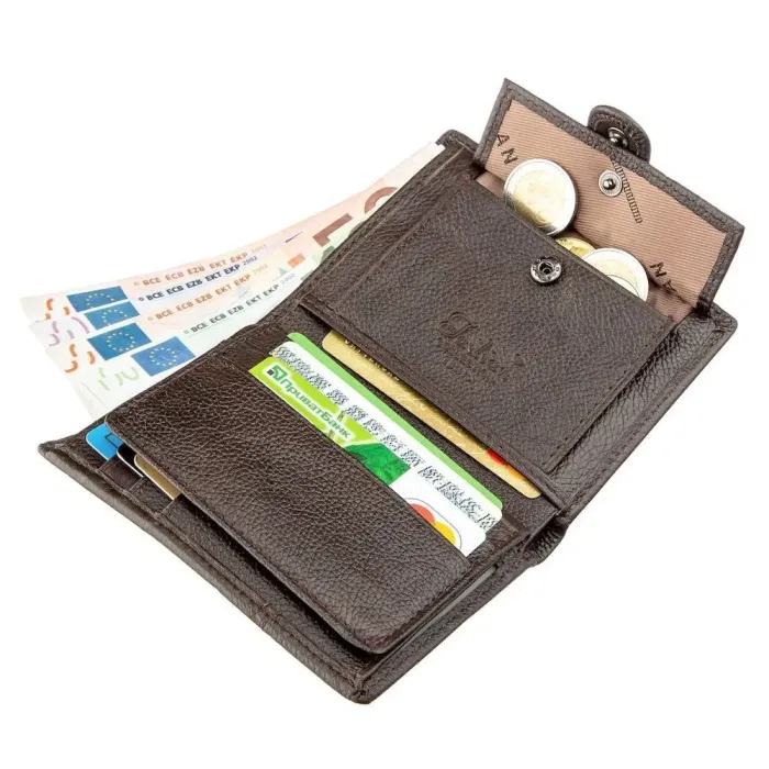 Кошелек вертикальный мужской кожаный TAILIAN 19002 Темно-коричневый