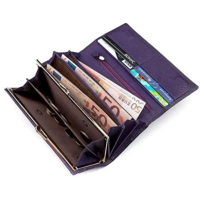 Гаманець жіночий Boston 18487 (S6001B) із натуральної шкіри Фіолетовий