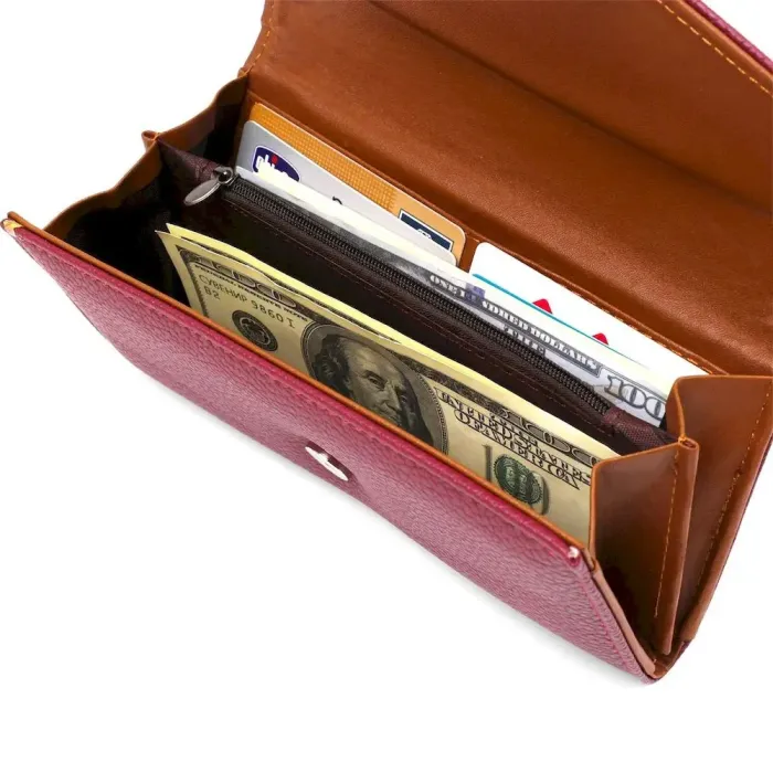 Кошелек женский из экокожи флотар KIVI 19066 Малиновый