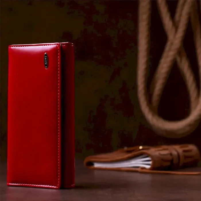 Гаманець жіночий з екошкіри гладкий KIVI 19078 Малиновий