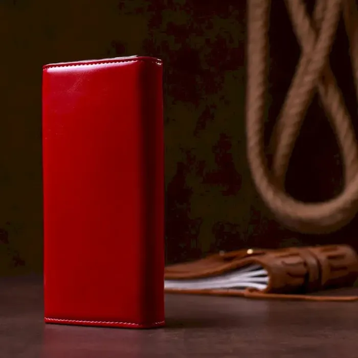 Гаманець жіночий з екошкіри гладкий KIVI 19078 Малиновий