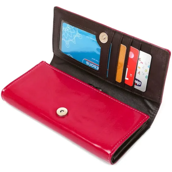 Гаманець жіночий з екошкіри гладкий KIVI 19078 Малиновий