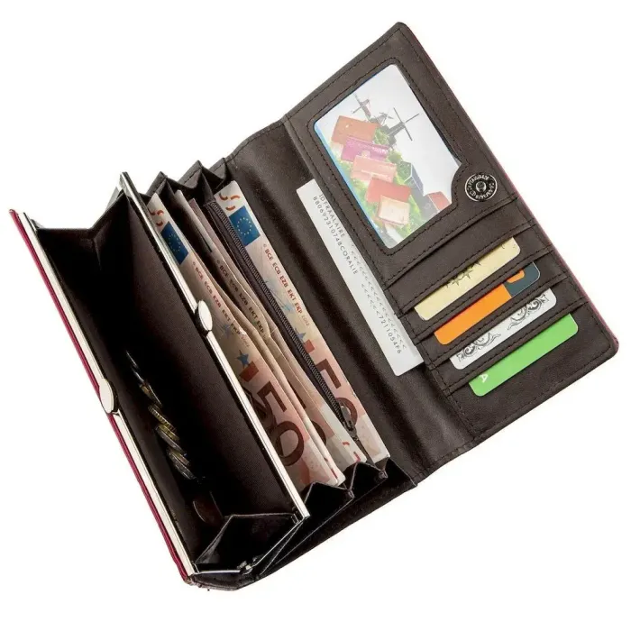 Гаманець жіночий з екошкіри гладкий KIVI 19078 Малиновий