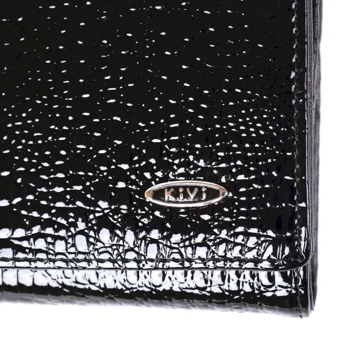 Гаманець жіночий з екошкіри лаковий KIVI 19012 Чорний