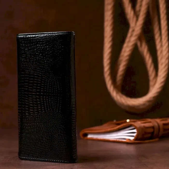 Гаманець жіночий з екошкіри лаковий KIVI 19012 Чорний