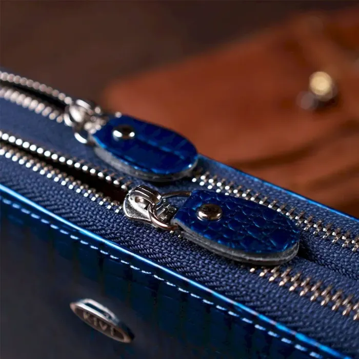 Гаманець жіночий з екошкіри на дві блискавки лаковий KIVI Хамелеон 19022