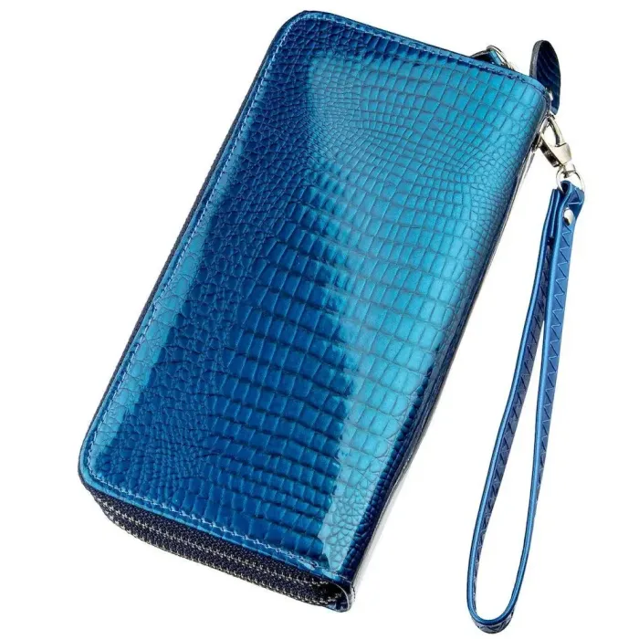 Гаманець жіночий з екошкіри на дві блискавки лаковий KIVI Хамелеон 19022