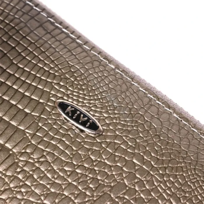 Кошелек женский из экокожи на две молнии лаковый KIVI Хамелеон 19024 Серый