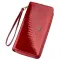 Гаманець жіночий з екошкіри на дві блискавки лаковий KIVI Хамелеон 19025 Червоний