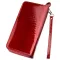 Гаманець жіночий з екошкіри на дві блискавки лаковий KIVI Хамелеон 19025 Червоний