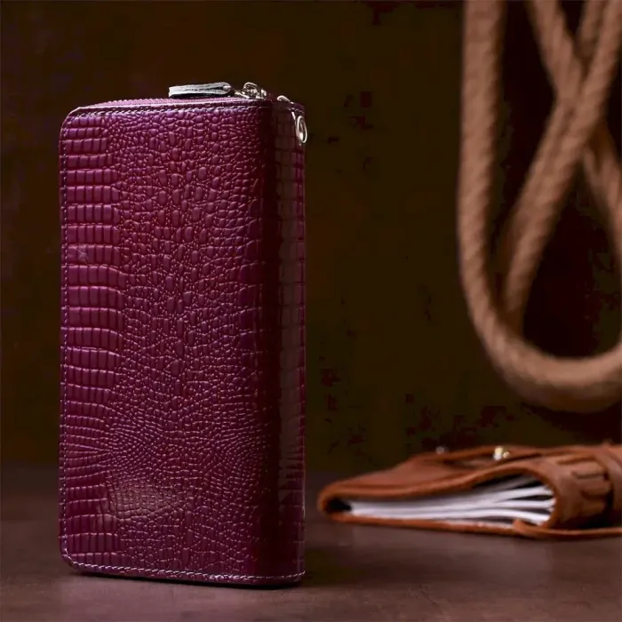 Гаманець жіночий з екошкіри на дві блискавки KIVI Хамелеон 19021 Фіолетовий