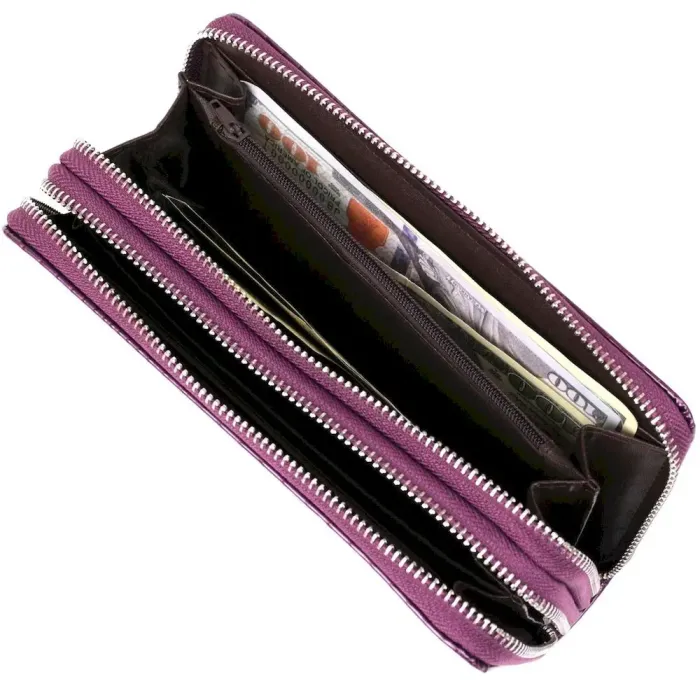Гаманець жіночий з екошкіри на дві блискавки KIVI Хамелеон 19021 Фіолетовий