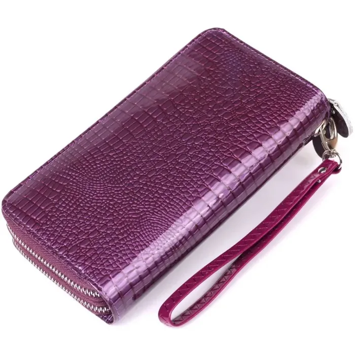 Гаманець жіночий з екошкіри на дві блискавки KIVI Хамелеон 19021 Фіолетовий