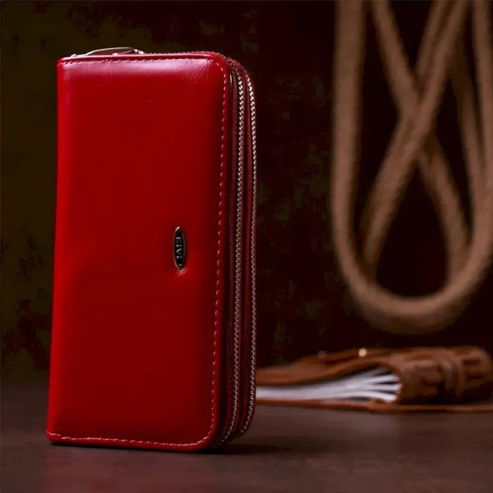 Кошелек женский из гладкой экокожи KIVI 19051 Темно-розовый