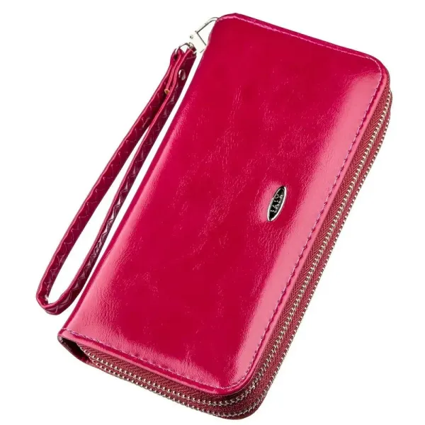 Гаманець жіночий з гладкого екошкіри KIVI 19051 Темно-рожевий