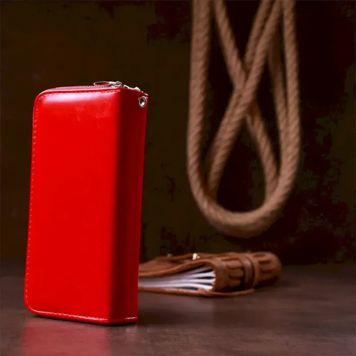 Гаманець жіночий з гладкого екошкіри KIVI 19055 Яскраво-червоний