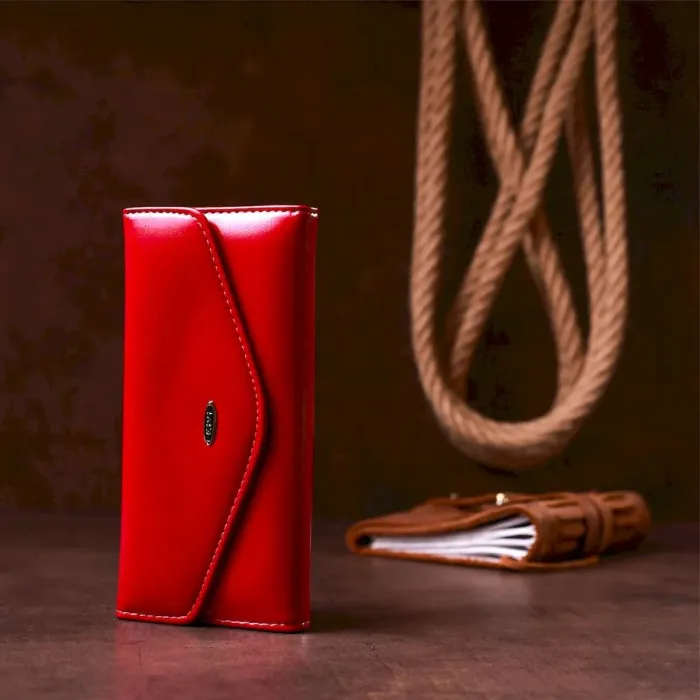 Гаманець жіночий з гладкого екошкіри KIVI 19071 Малиновий