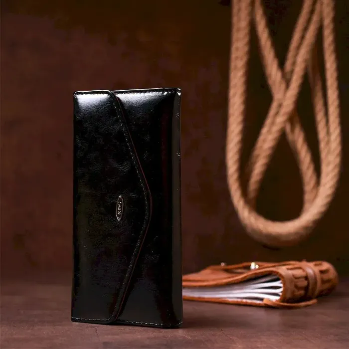 Гаманець жіночий з гладкого екошкіри KIVI 19073 Чорний