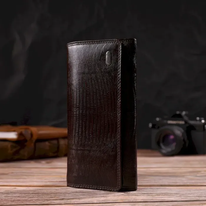 Кошелек женский из лакированной натуральной кожи с тиснением CANPELLINI 21708 Коричневый