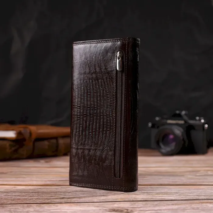 Кошелек женский из лакированной натуральной кожи с тиснением CANPELLINI 21708 Коричневый