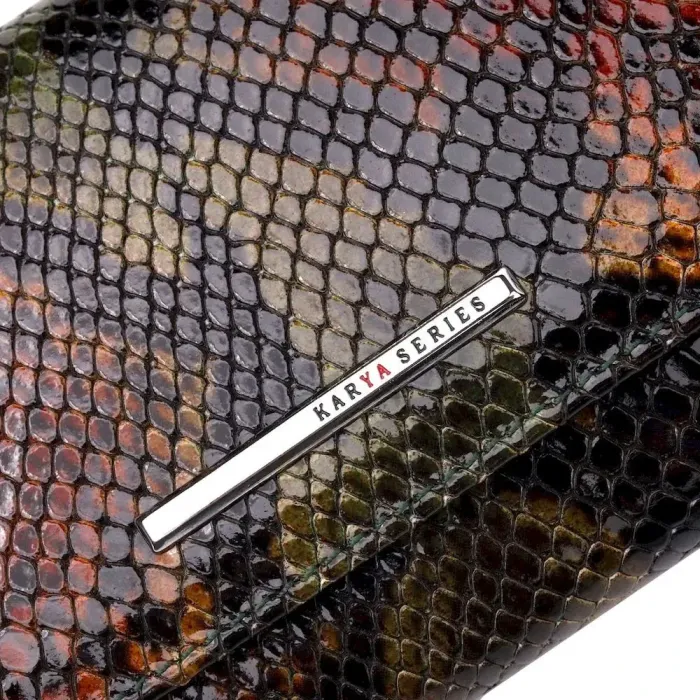 Кошелек женский из натуральной фактурной кожи под змею KARYA 21008 Разнцветный