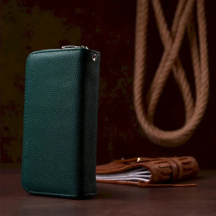 Гаманець жіночий із зернистої екошкіри KIVI 19043 Зелений