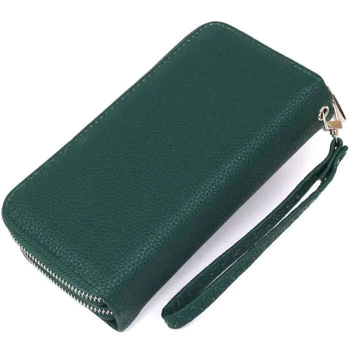 Гаманець жіночий із зернистої екошкіри KIVI 19043 Зелений