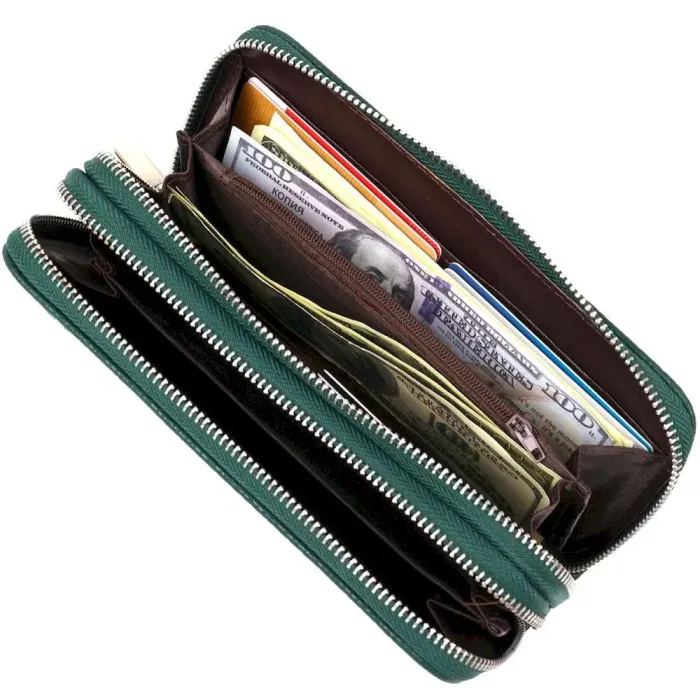 Гаманець жіночий із зернистої екошкіри KIVI 19043 Зелений